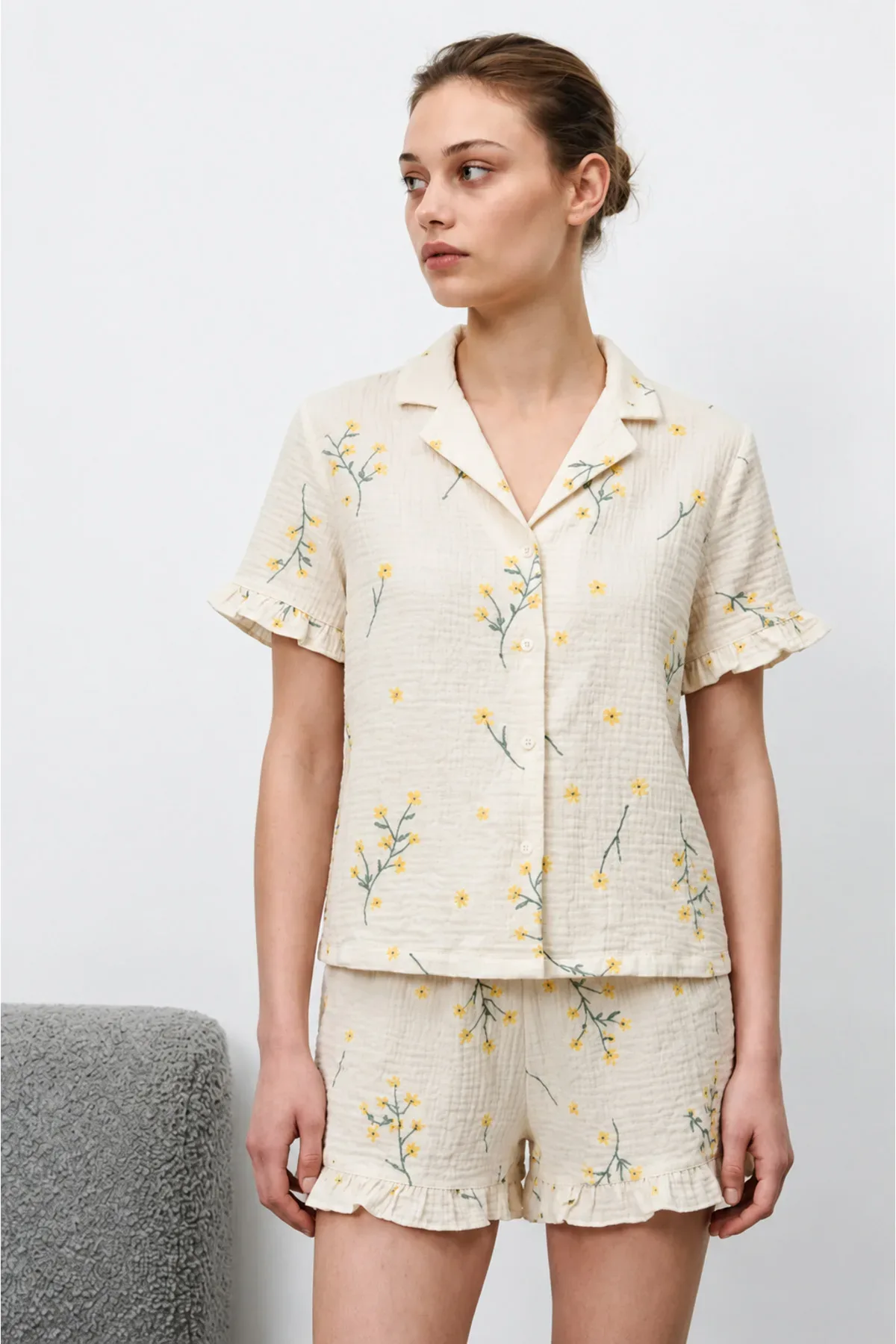 Kadın Premium Fırfırlı Pijama Takımı