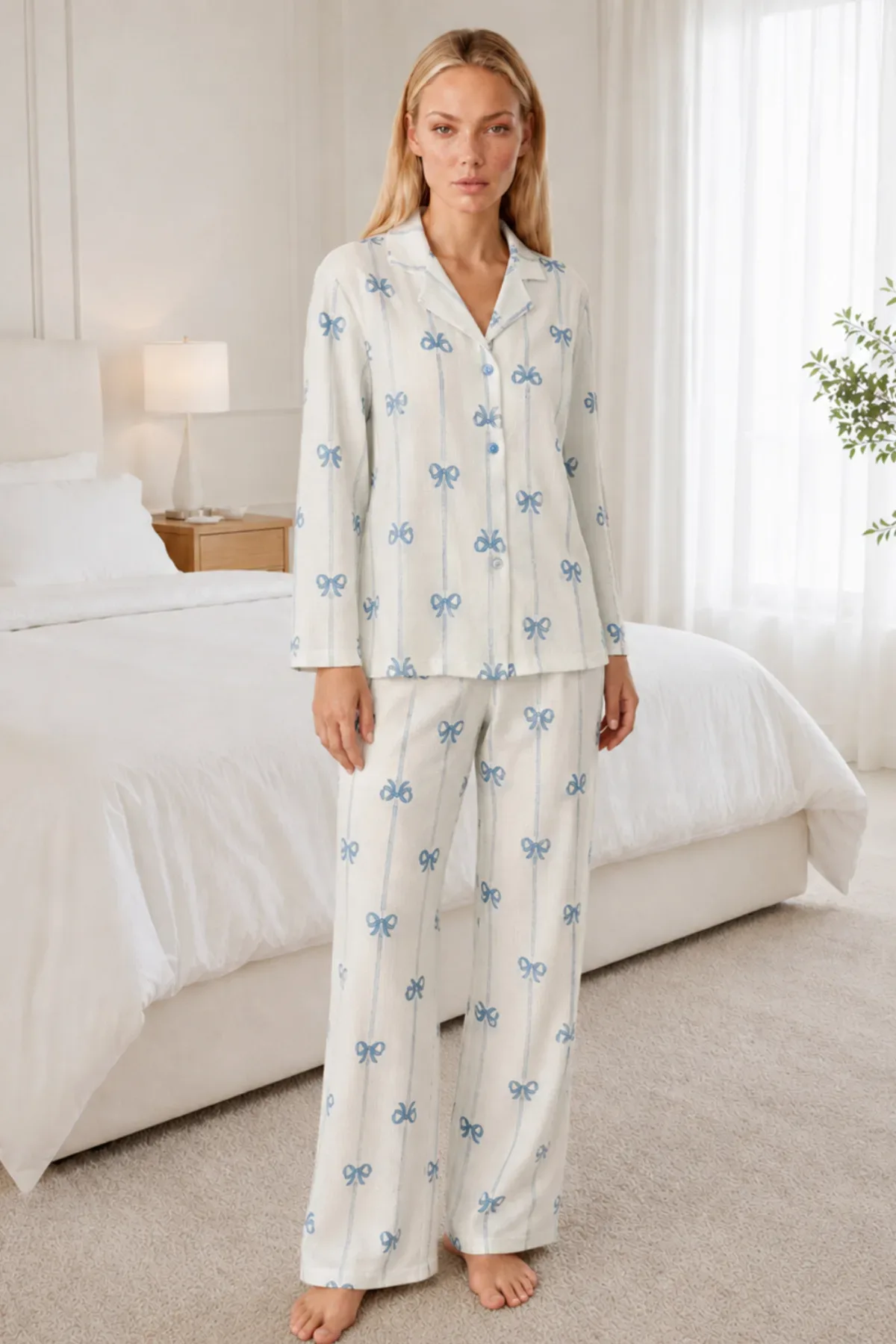 Kadın Desenli Relaxed Pijama Takımı 4661
