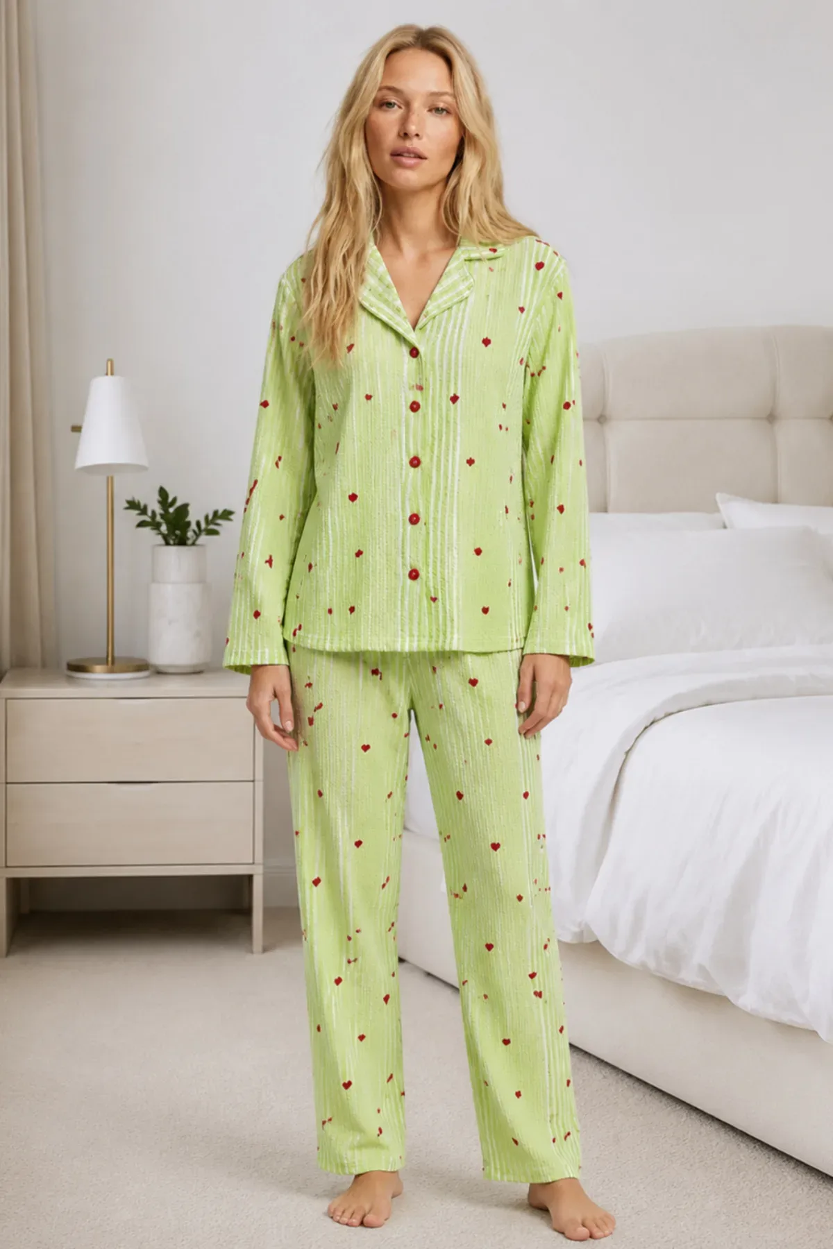 Kadın Ev Giyimi Rahat Pijama Takımı 4660