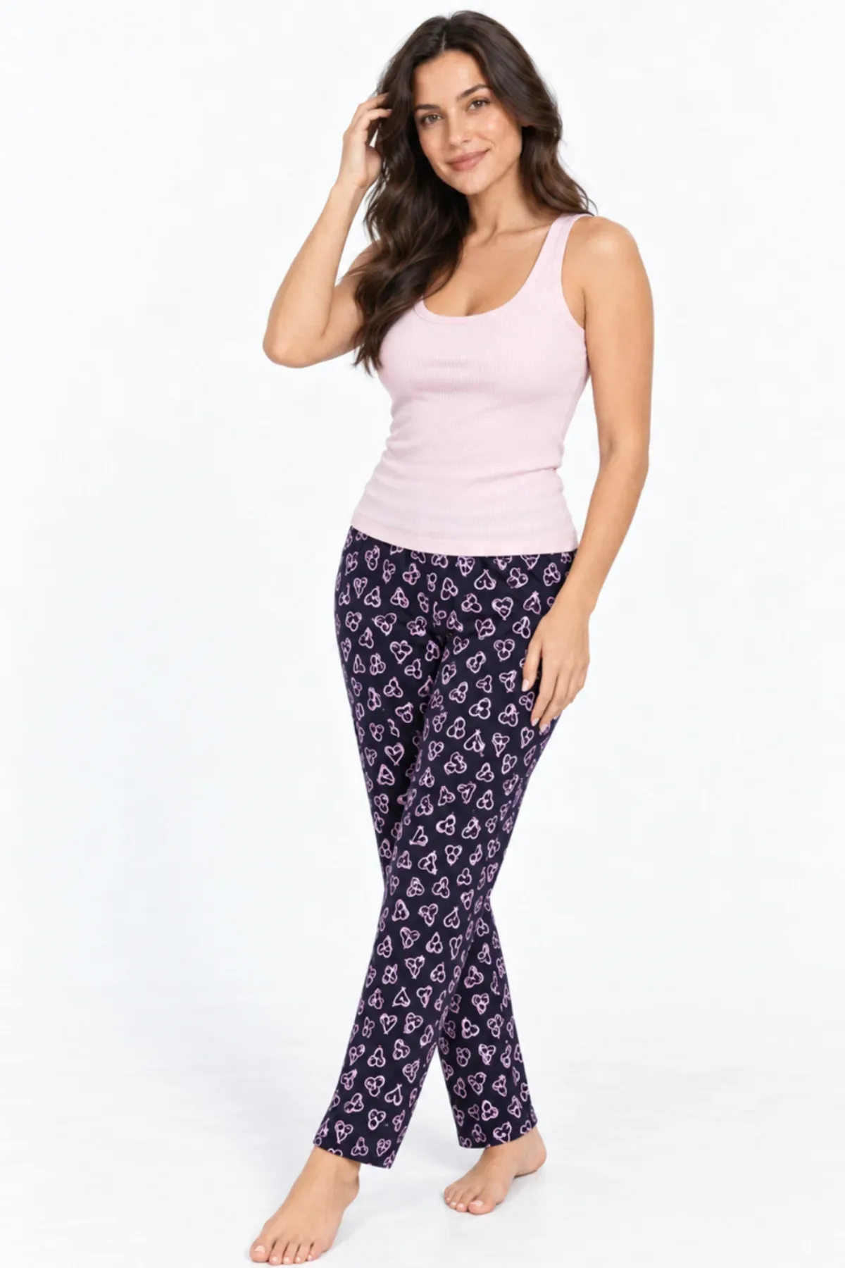 Kadın Trend Günlük Bluz Desenli Pijama Takımı