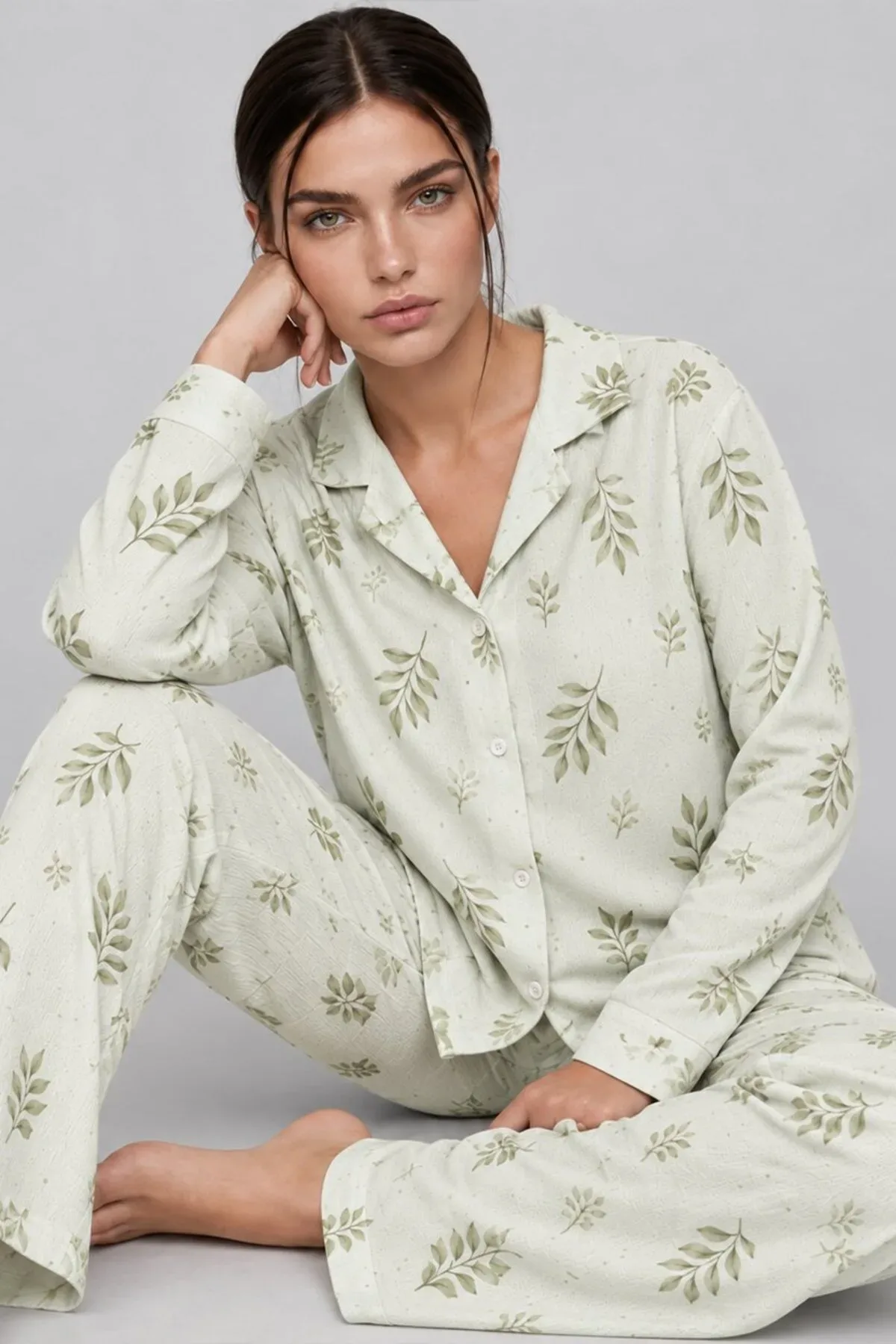 Kadın Uzun Kol Rahat Pijama Takımı 4761